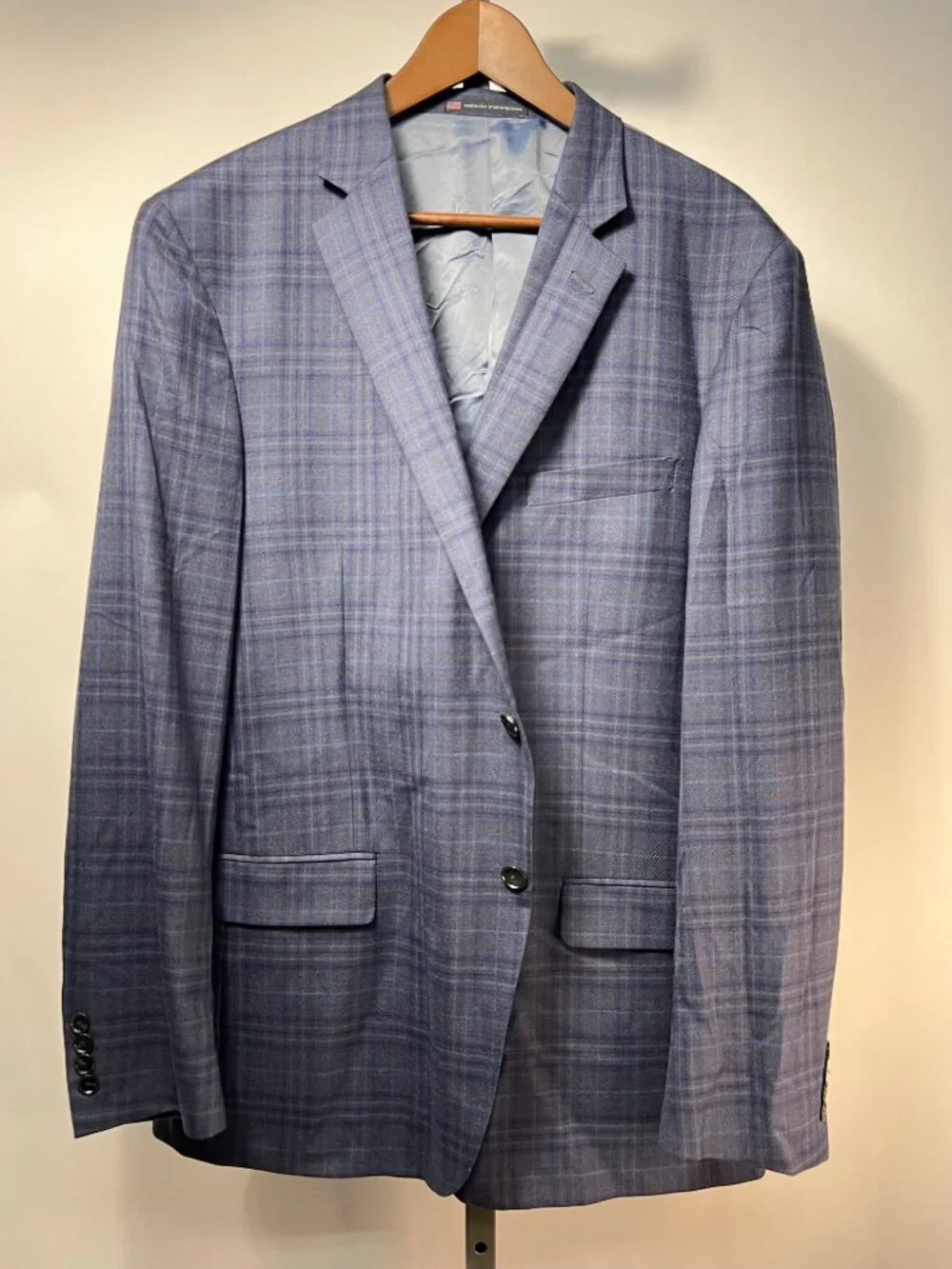 NWT WALTER MORTON 48L Blue Plaid 2 Btn 100% Worsted Wool Blazer USA